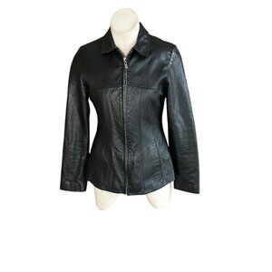 Wilson's Black Leather Women's Jacket Full Zip Removable Lining Size Small